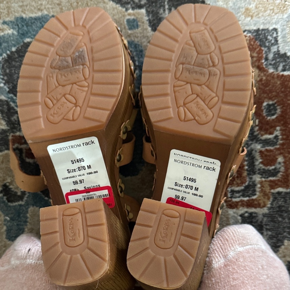 Kork-Ease Tan and Cream Strappy Sandals - Picture 2 of 4